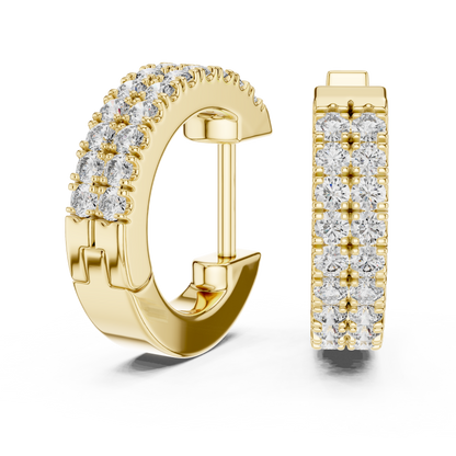 Round Cut Lab Grown Diamond Hoop Earrings in Yellow Gold