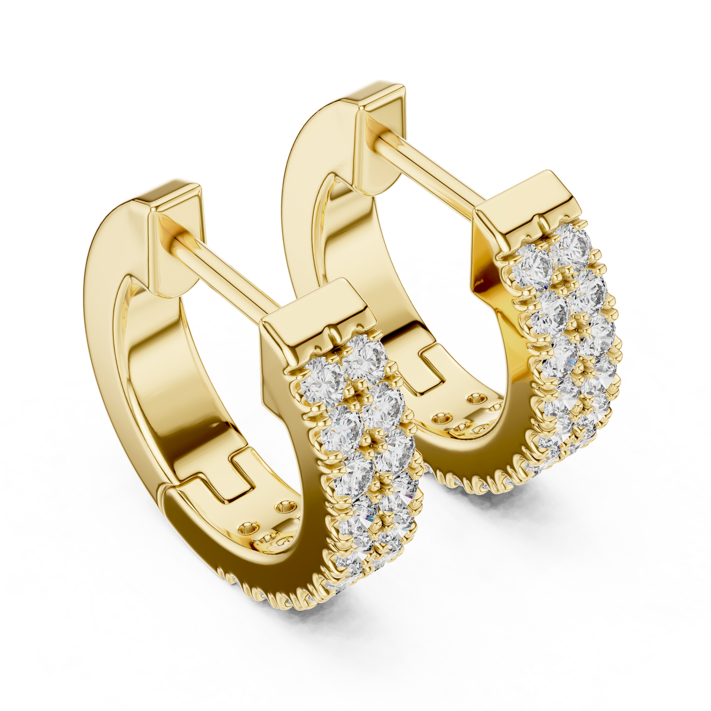 Round Cut Lab Grown Diamond Hoop Earrings in Yellow Gold