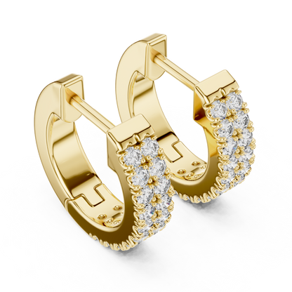 Round Cut Lab Grown Diamond Hoop Earrings in Yellow Gold