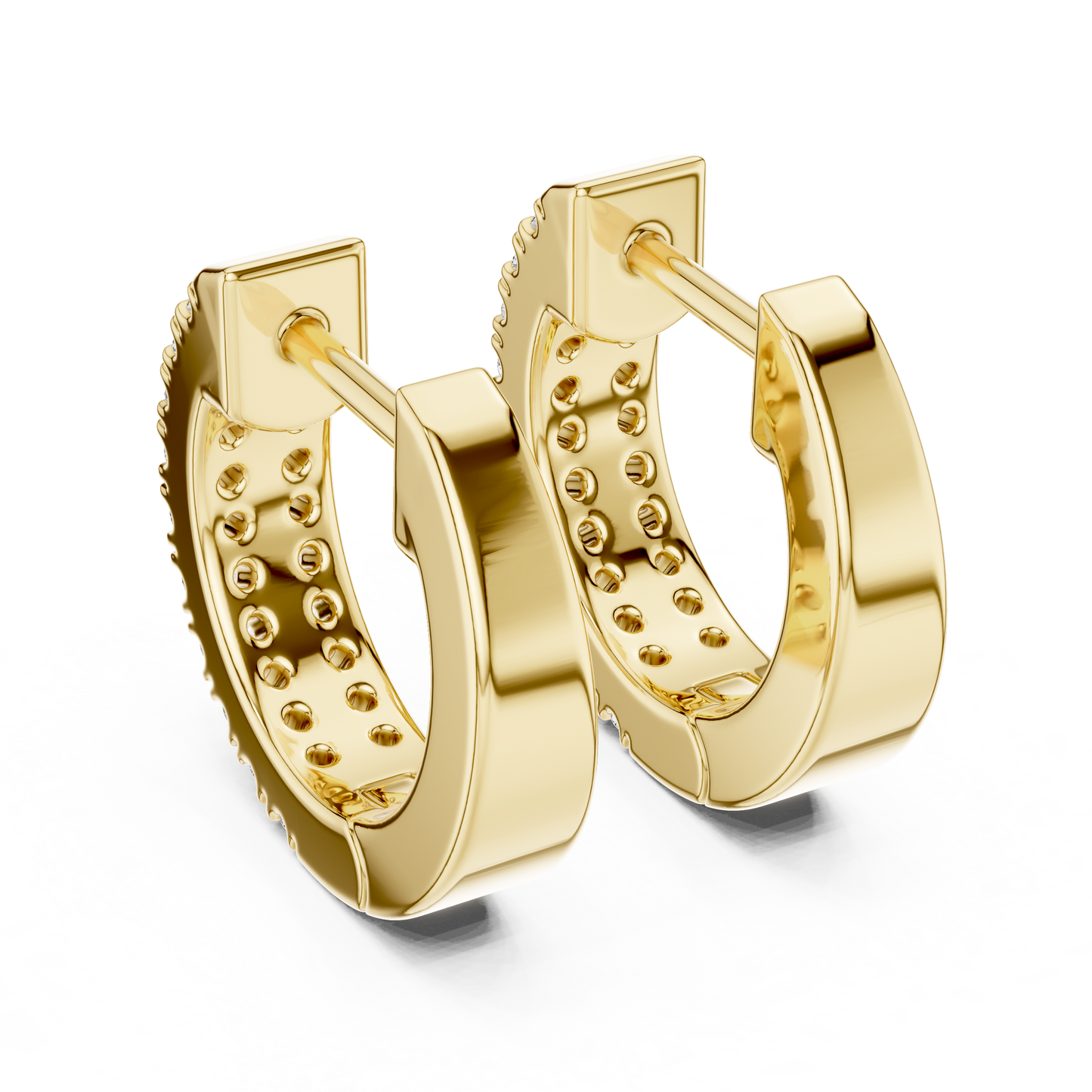Round Cut Lab Grown Diamond Hoop Earrings in Yellow Gold