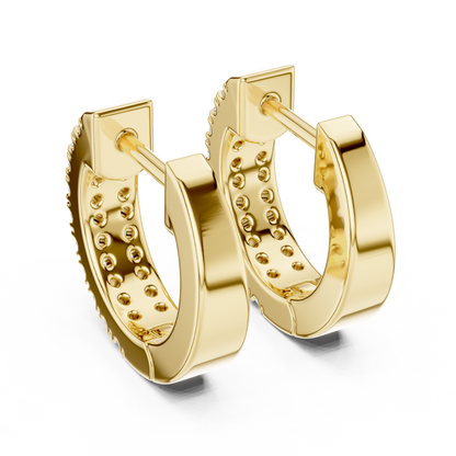 Round Cut Lab Grown Diamond Hoop Earrings in Yellow Gold
