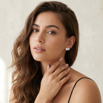 Emerald Heart Cut Lab Grown Diamond Stud Earrings in White Gold