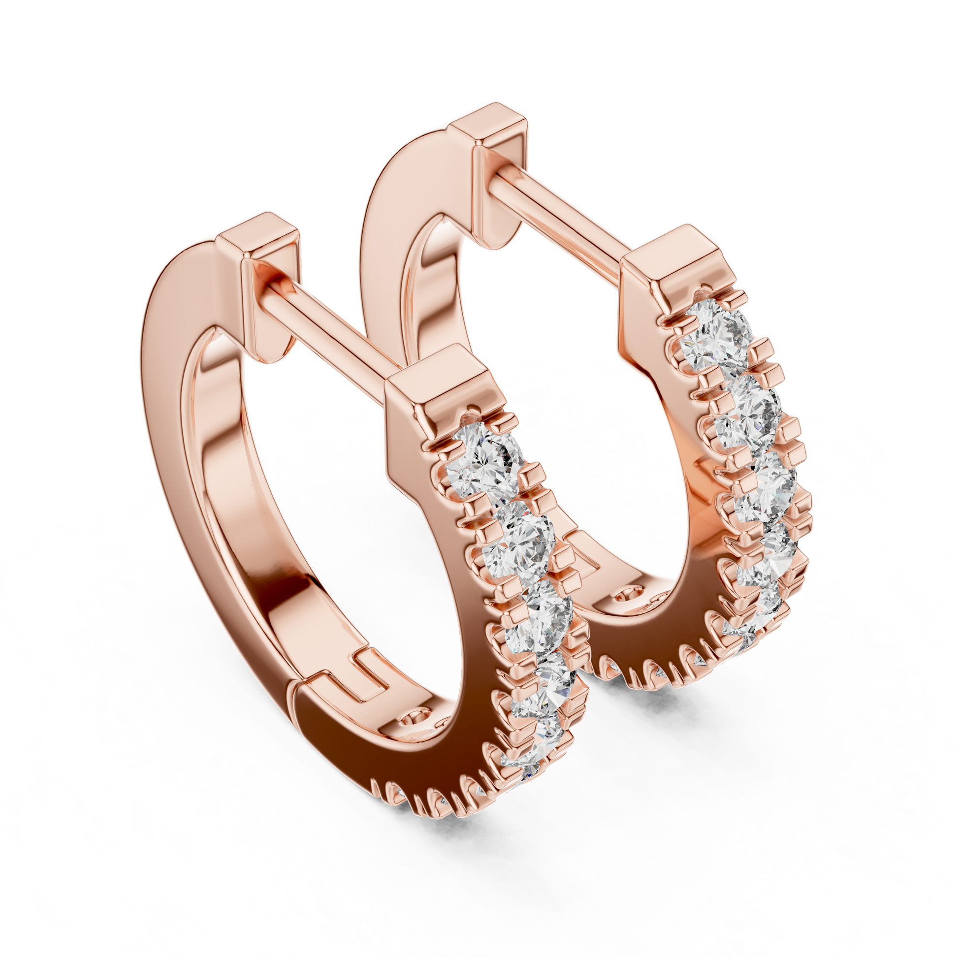 Round Cut Lab Grown Diamond Hoop Earrings in Rose Gold