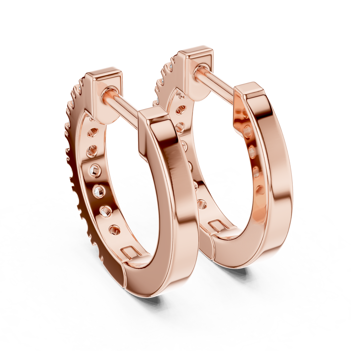 Round Cut Lab Grown Diamond Hoop Earrings in Rose Gold