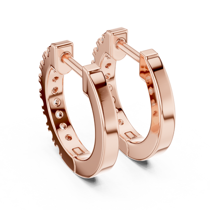 Round Cut Lab Grown Diamond Hoop Earrings in Rose Gold