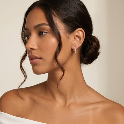 Round Cut Lab Grown Diamond Hoop Earrings in Rose Gold