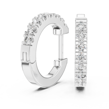 Round Cut Lab Grown Diamond Hoop Earrings in White Gold