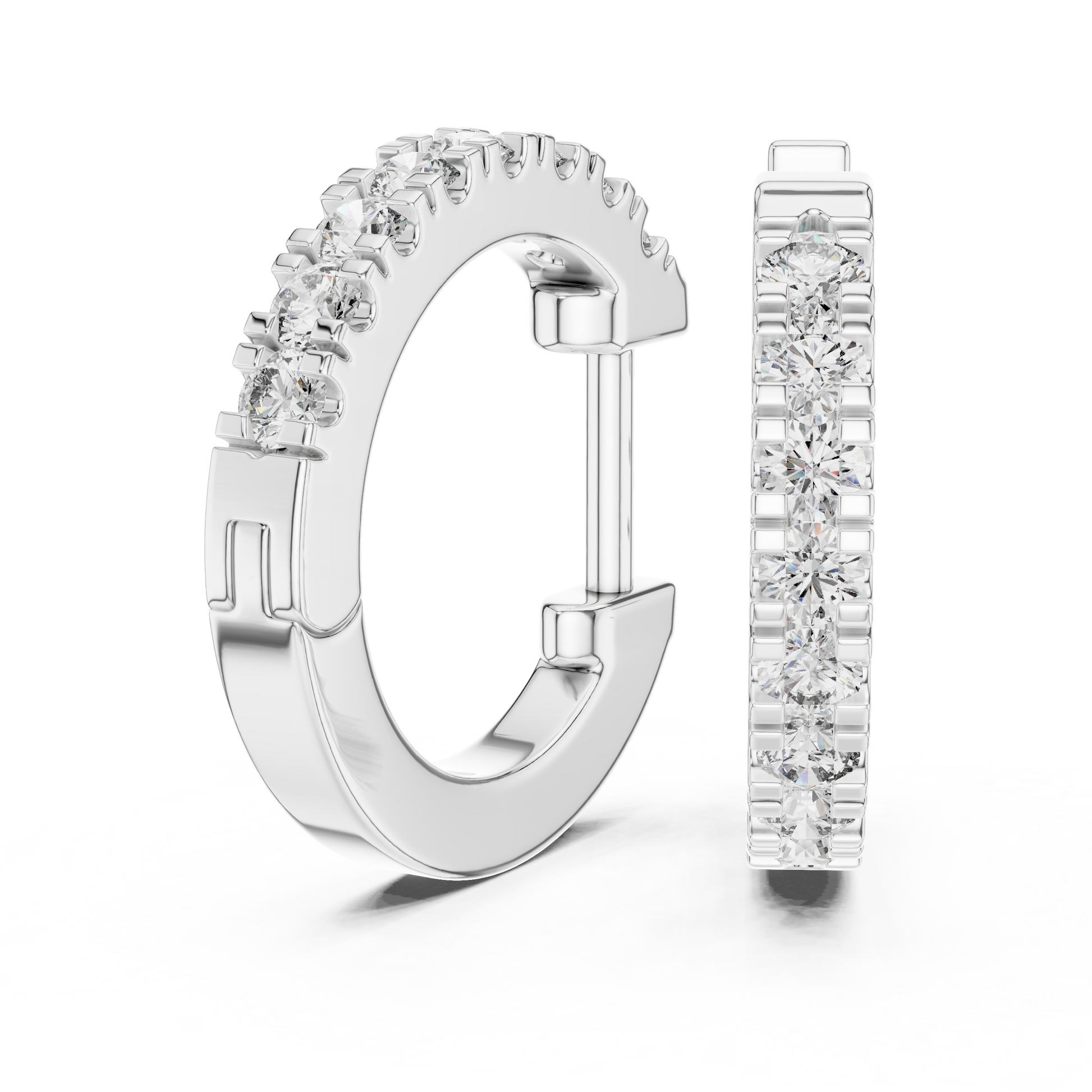Round Cut Lab Grown Diamond Hoop Earrings in Platinum