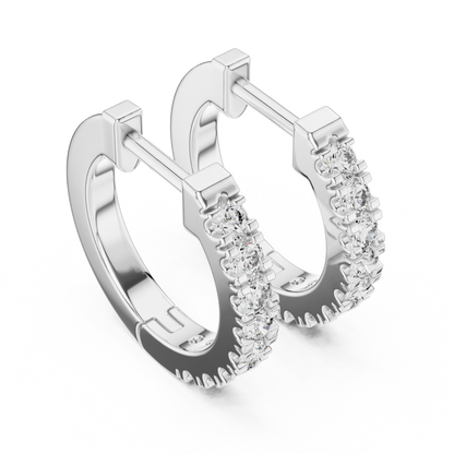 Round Cut Lab Grown Diamond Hoop Earrings in White Gold