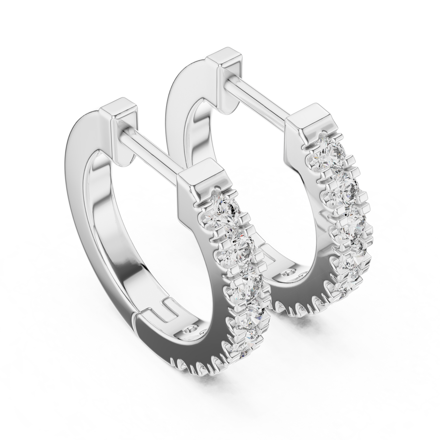 Round Cut Lab Grown Diamond Hoop Earrings in Platinum
