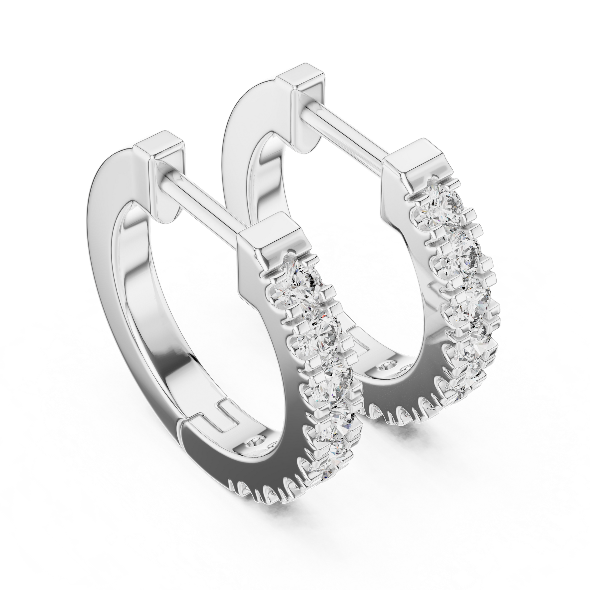 Round Cut Lab Grown Diamond Hoop Earrings in Platinum