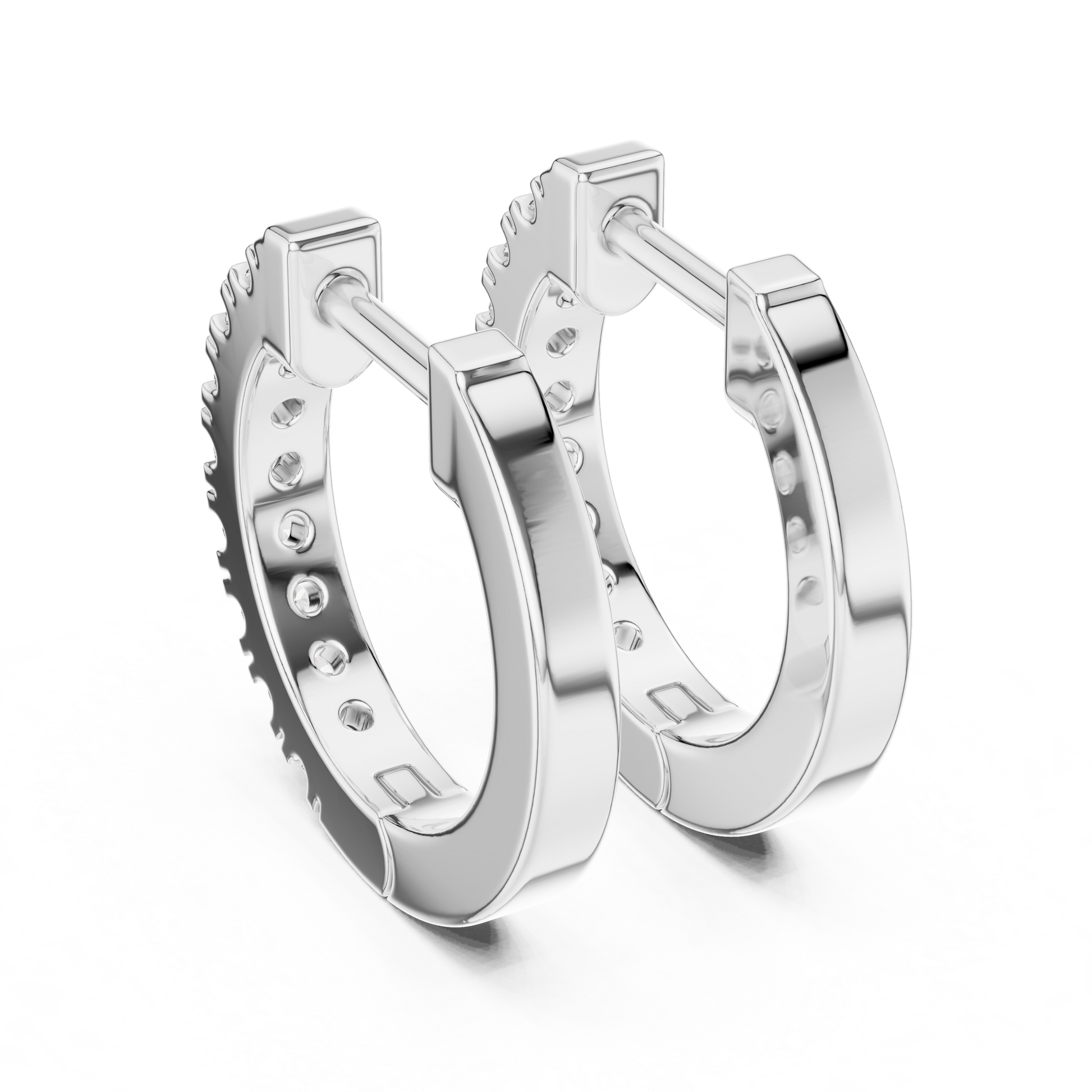 Round Cut Lab Grown Diamond Hoop Earrings in Silver