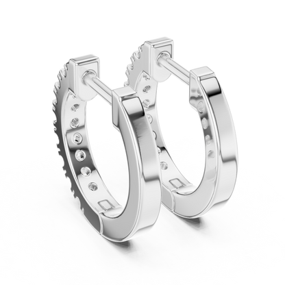 Round Cut Lab Grown Diamond Hoop Earrings in Silver