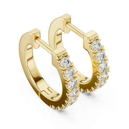 Round Cut Lab Grown Diamond Hoop Earrings in Yellow Gold