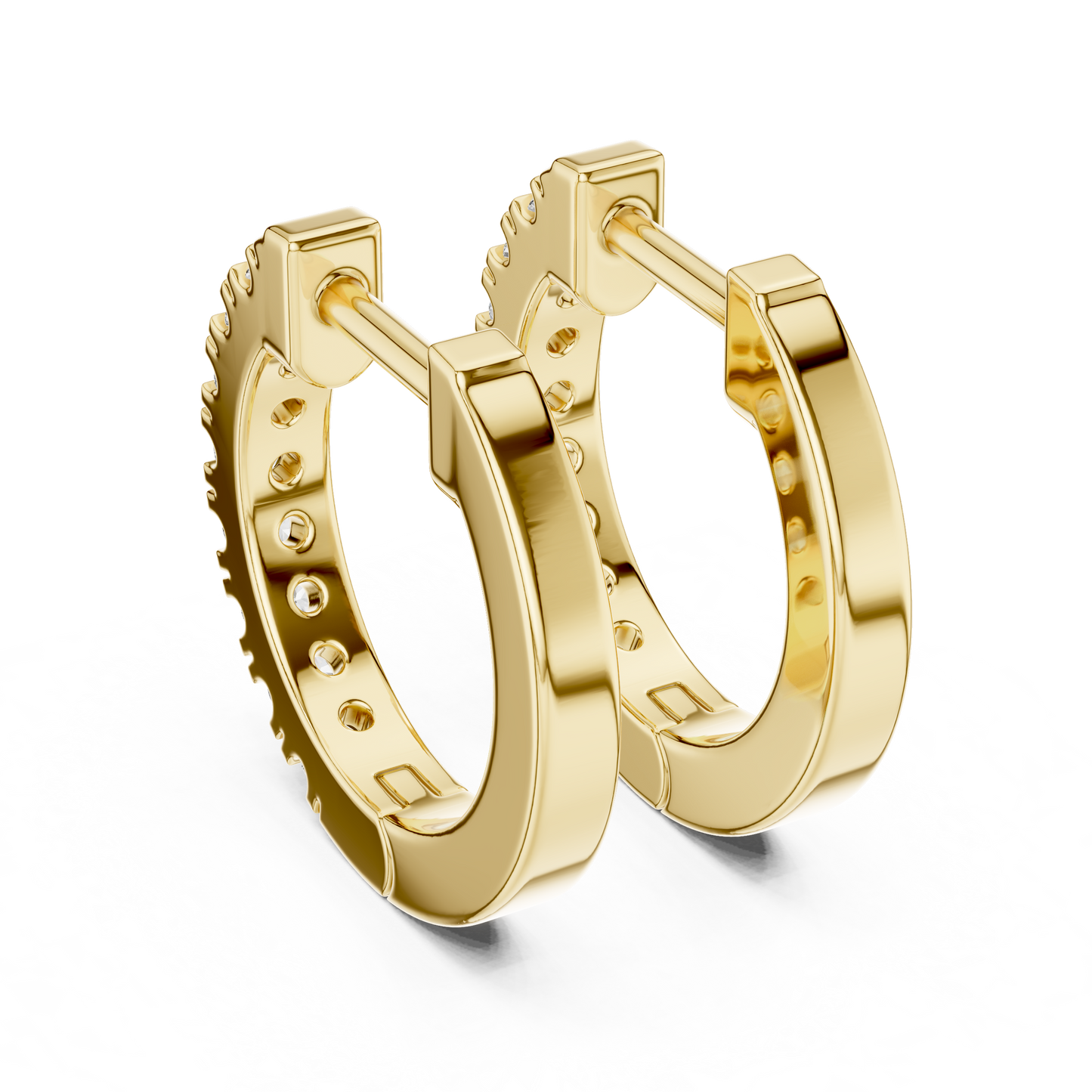 Round Cut Lab Grown Diamond Hoop Earrings in Yellow Gold