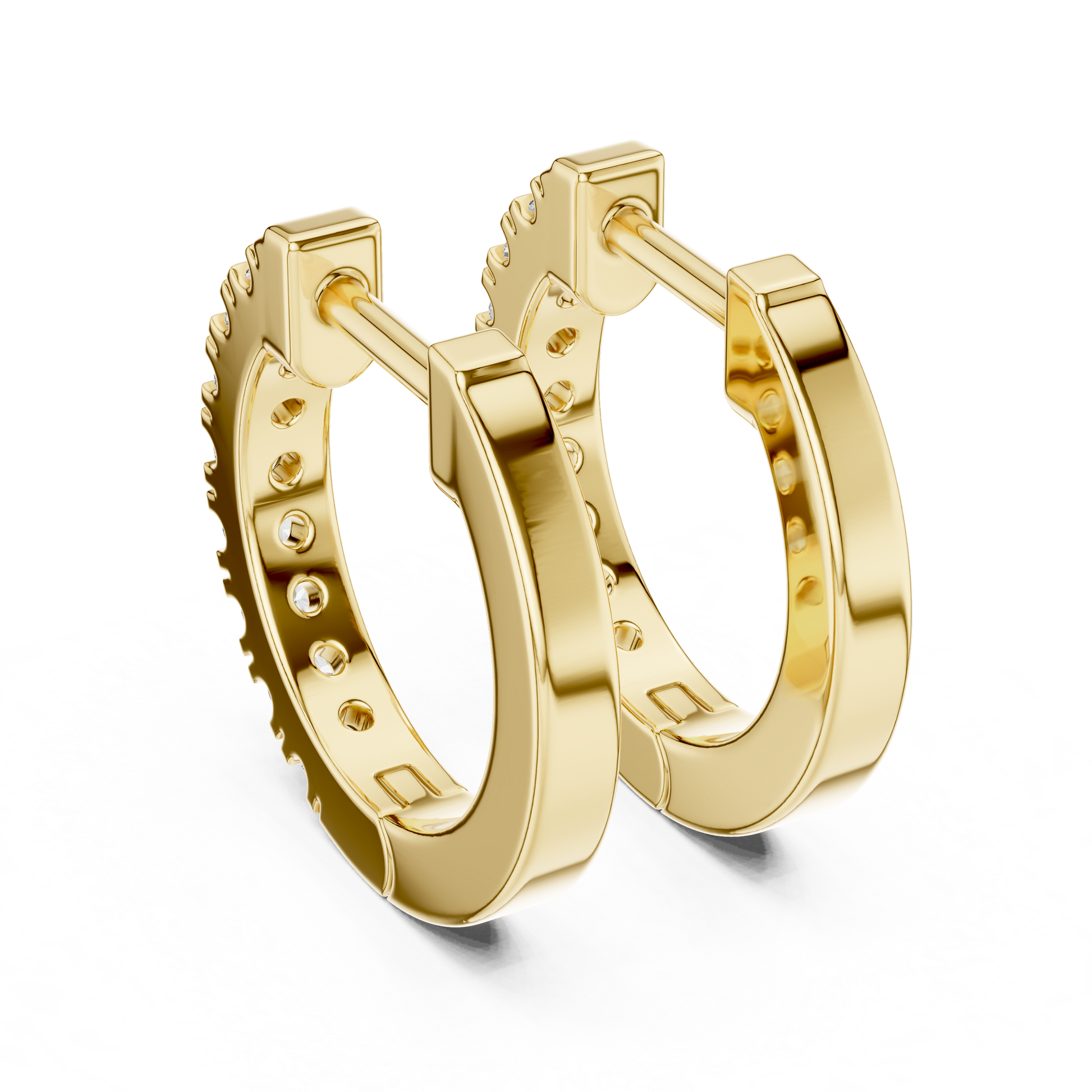 Round Cut Lab Grown Diamond Hoop Earrings in Yellow Gold