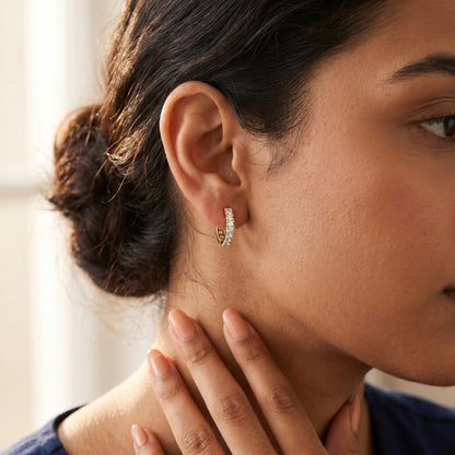 Round Cut Lab Grown Diamond Hoop Earrings in Yellow Gold