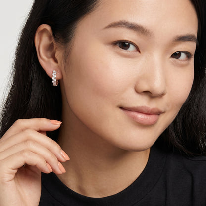 Marquise Cut Lab Grown Diamond Hoop Earrings in Rose Gold