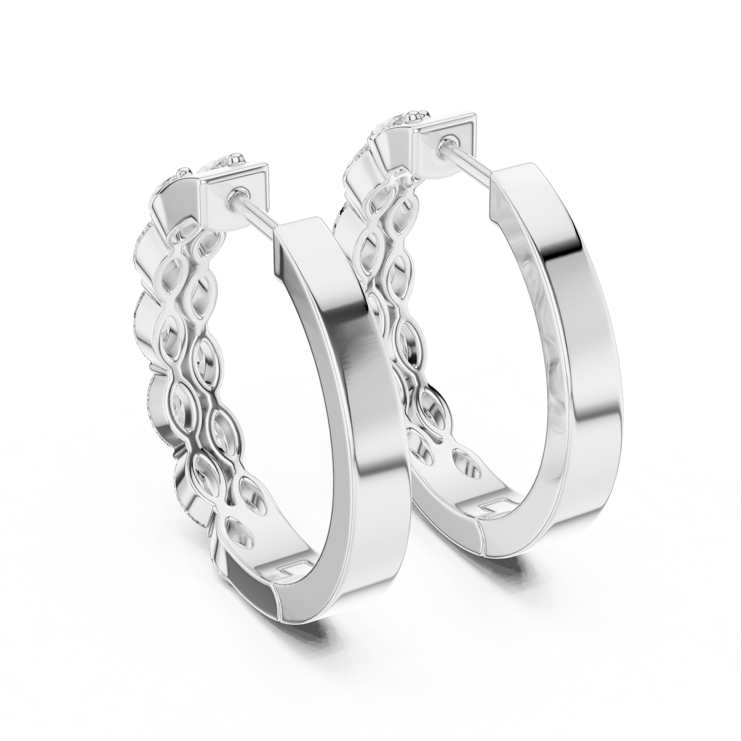 Marquise Cut Lab Grown Diamond Hoop Earrings in Platinum