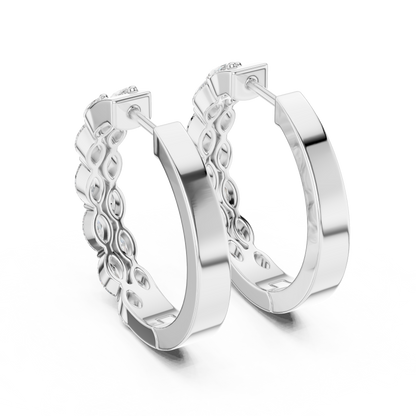 Marquise Cut Lab Grown Diamond Hoop Earrings in Platinum