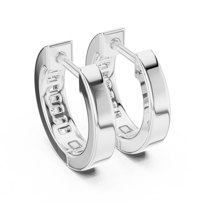 Round Cut Lab Grown Diamond Crest Channel Huggie Hoop Earrings in White Gold