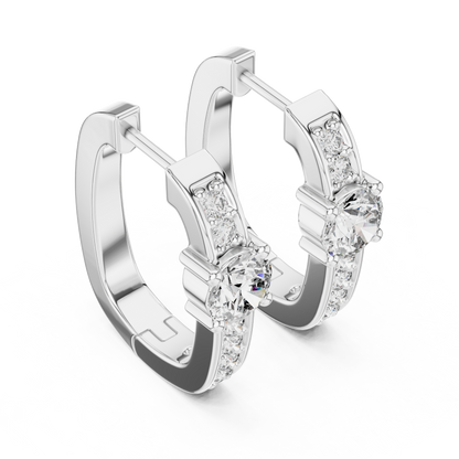 Round Cut Lab Grown Diamond Hoop Earrings in Platinum