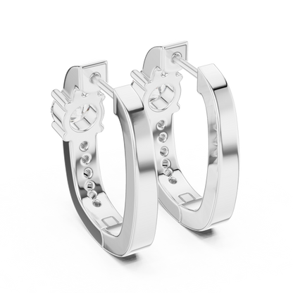Round Cut Lab Grown Diamond Hoop Earrings in Silver
