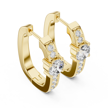 Round Cut Lab Grown Diamond Hoop Earrings in Yellow Gold