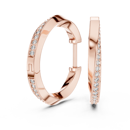 Round Cut Lab Grown Diamond Hoop Earrings in Rose Gold