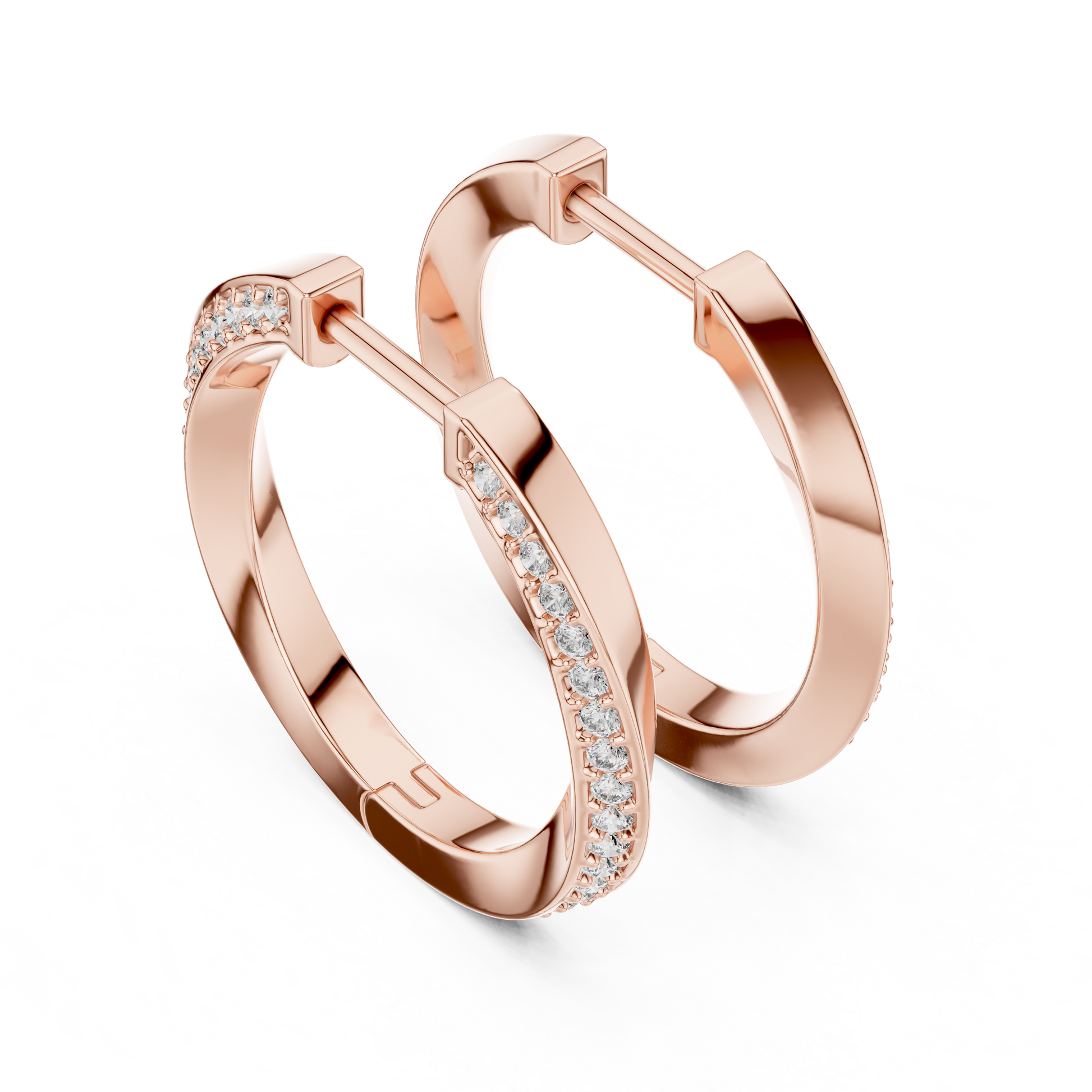 Round Cut Lab Grown Diamond Hoop Earrings in Rose Gold