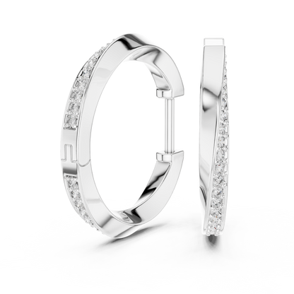 Round Cut Lab Grown Diamond Hoop Earrings in White Gold