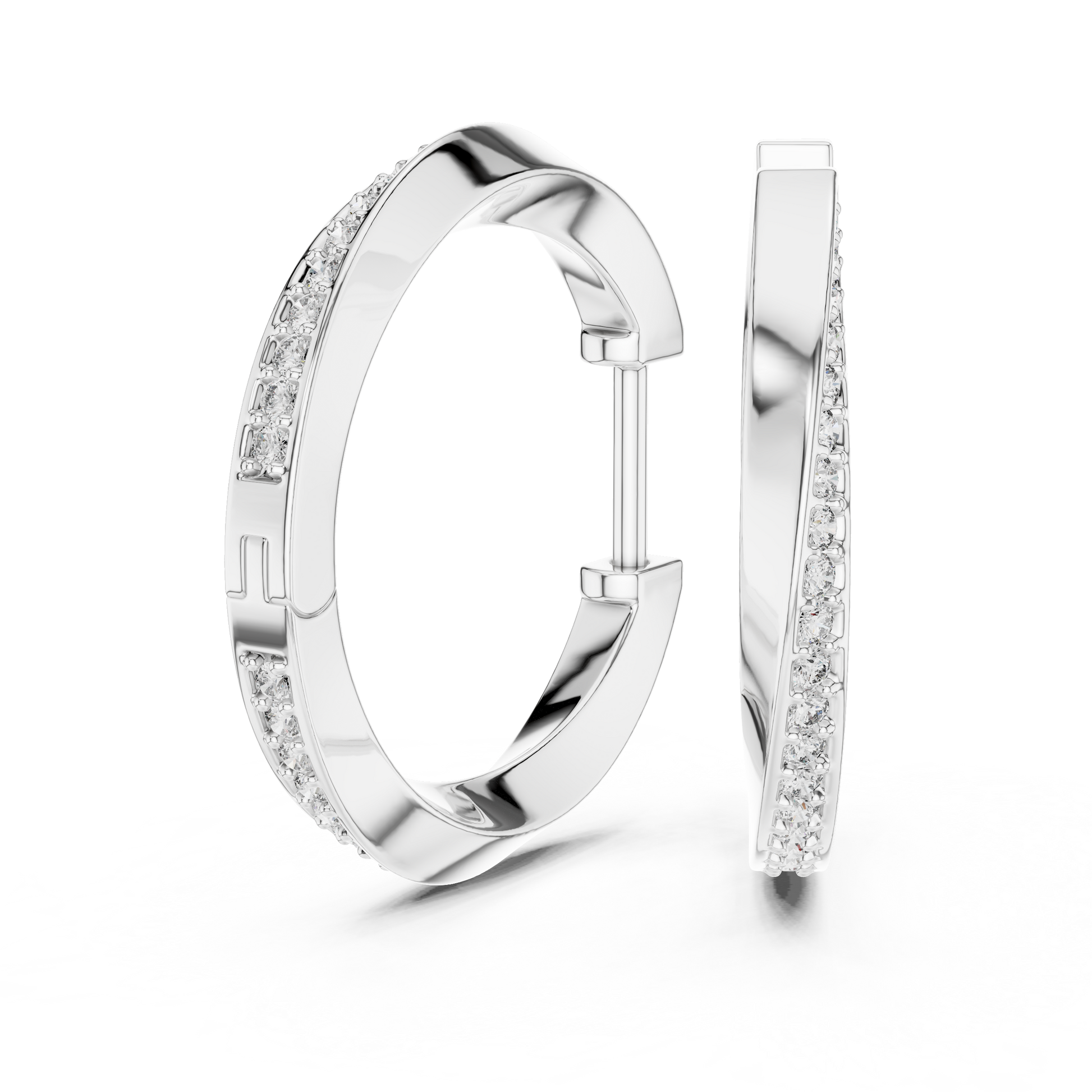 Round Cut Lab Grown Diamond Hoop Earrings in Silver
