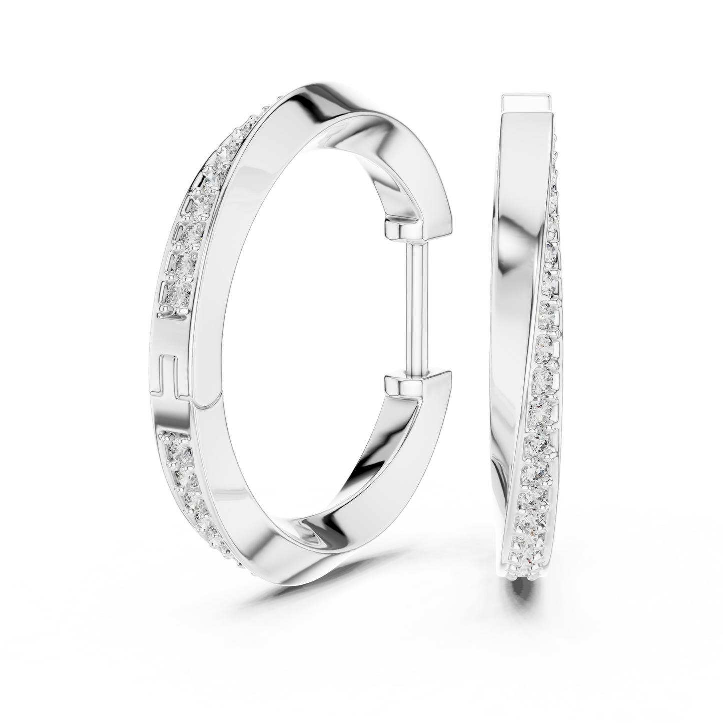 Round Cut Lab Grown Diamond Hoop Earrings in Platinum