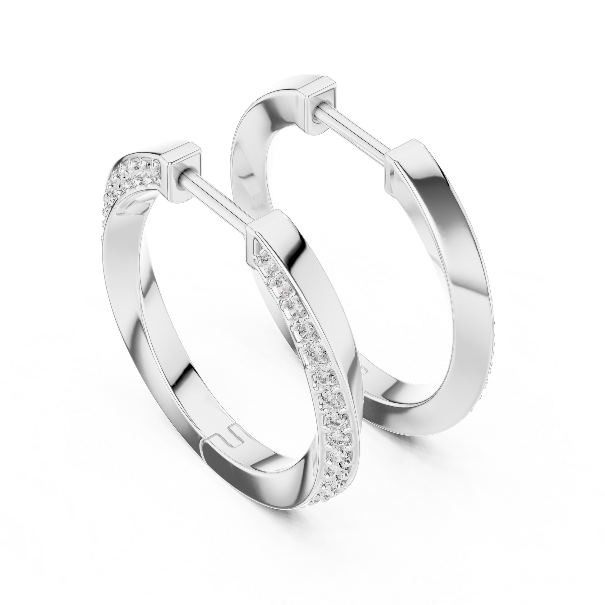 Round Cut Lab Grown Diamond Hoop Earrings in White Gold