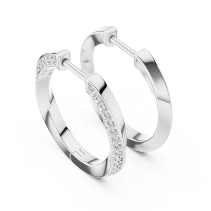 Round Cut Lab Grown Diamond Hoop Earrings in Platinum