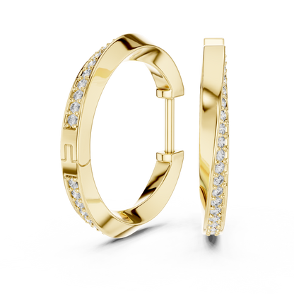 Round Cut Lab Grown Diamond Hoop Earrings in Yellow Gold