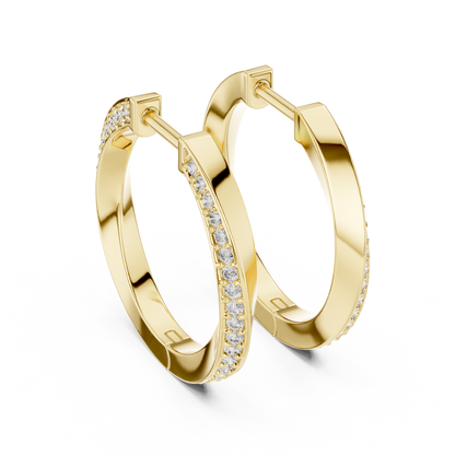Round Cut Lab Grown Diamond Hoop Earrings in Yellow Gold