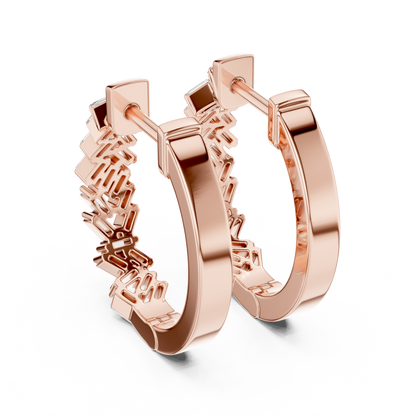 Emerald Cut Lab Grown Diamond Hoop Earrings in Rose Gold