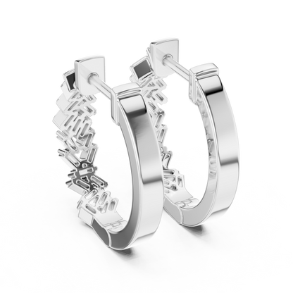 Emerald Cut Lab Grown Diamond Hoop Earrings in White Gold