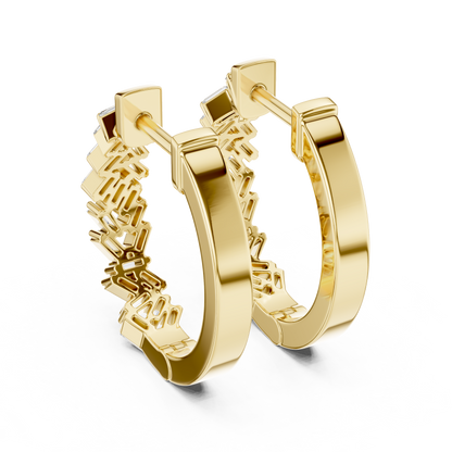 Emerald Cut Lab Grown Diamond Hoop Earrings in Yellow Gold