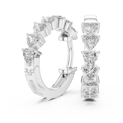 Heart Cut Lab Grown Diamond Hoop Earrings in Platinum