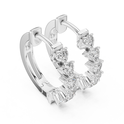 Heart Cut Lab Grown Diamond Hoop Earrings in White Gold