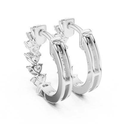 Heart Cut Lab Grown Diamond Hoop Earrings in White Gold
