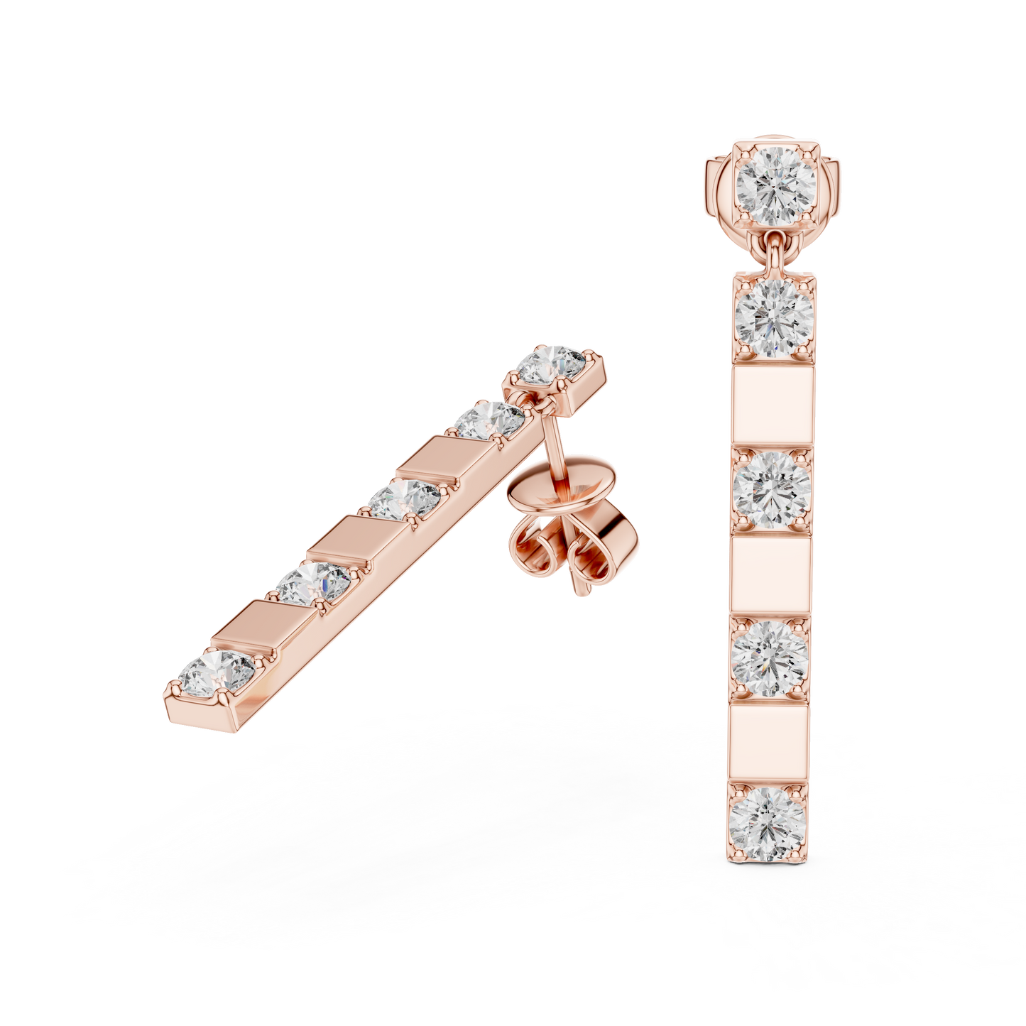 Round Cut Lab Grown Diamond Fashion Earrings in Rose Gold
