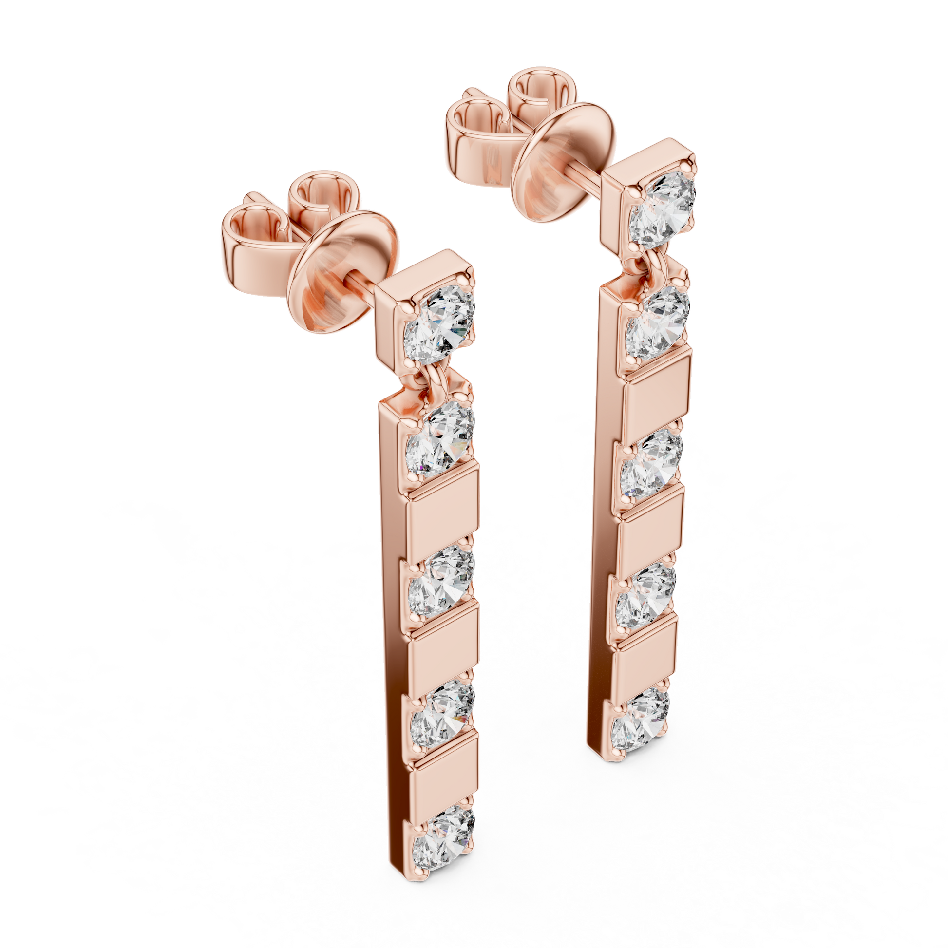 Round Cut Lab Grown Diamond Fashion Earrings in Rose Gold