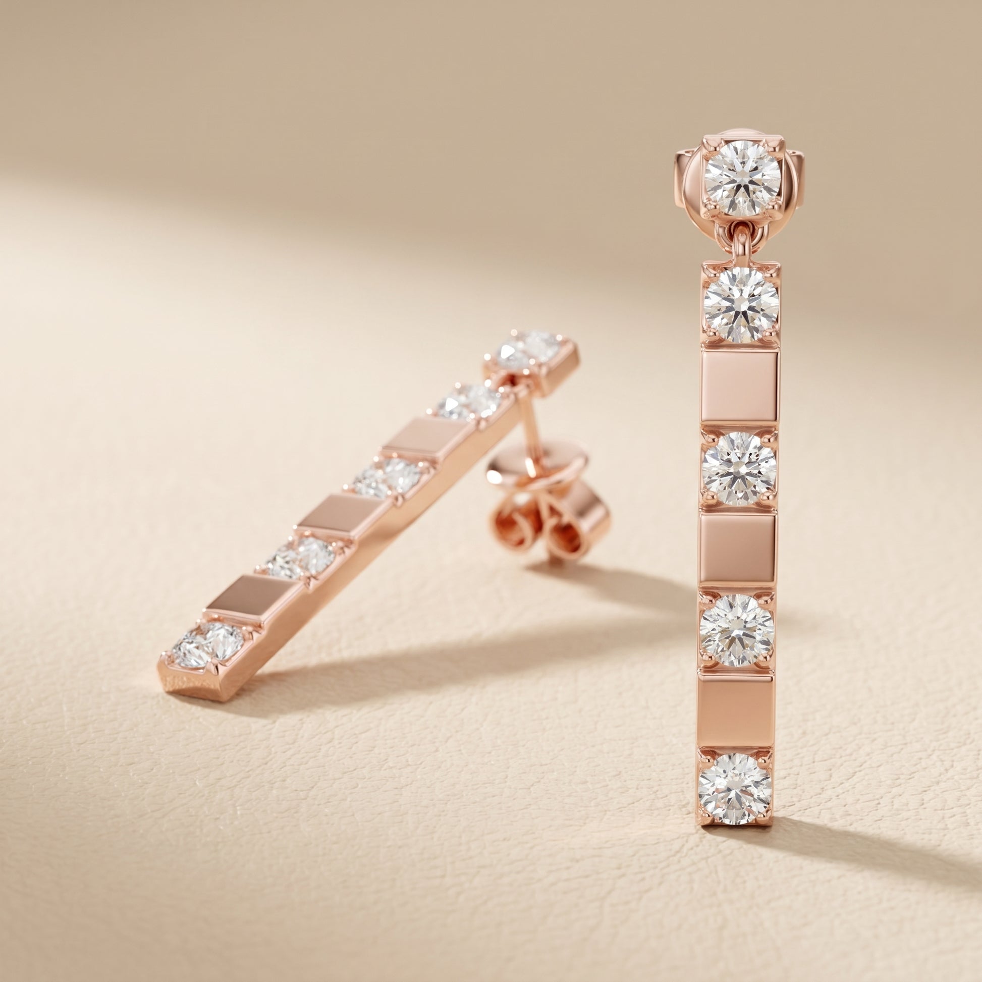 Round Cut Lab Grown Diamond Fashion Earrings in Rose Gold