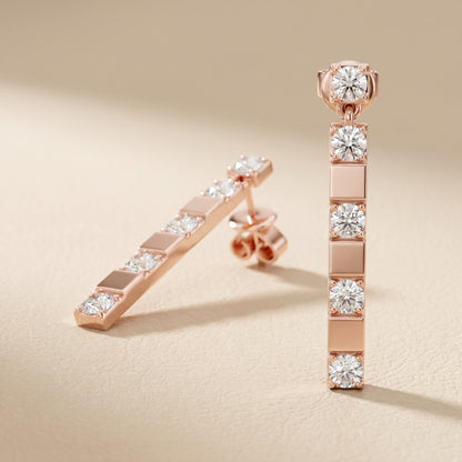 Round Cut Lab Grown Diamond Fashion Earrings in Rose Gold