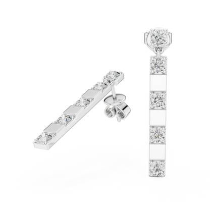 Round Cut Lab Grown Diamond Fashion Earrings in Silver