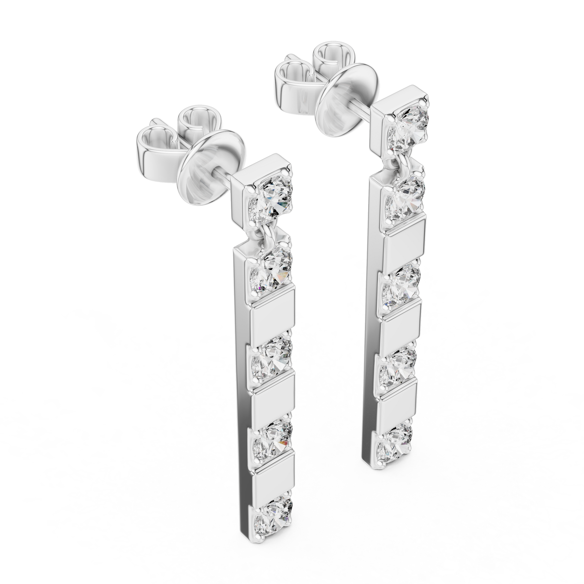 Round Cut Lab Grown Diamond Fashion Earrings in White Gold
