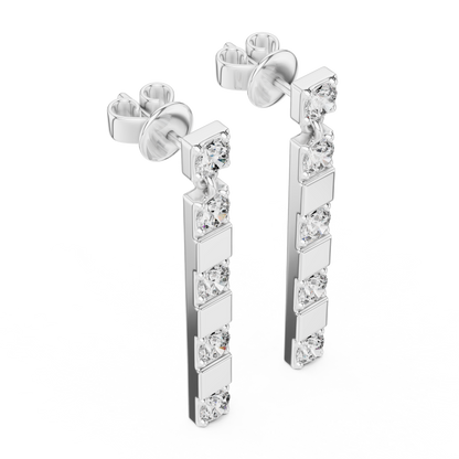 Round Cut Lab Grown Diamond Fashion Earrings in Platinum